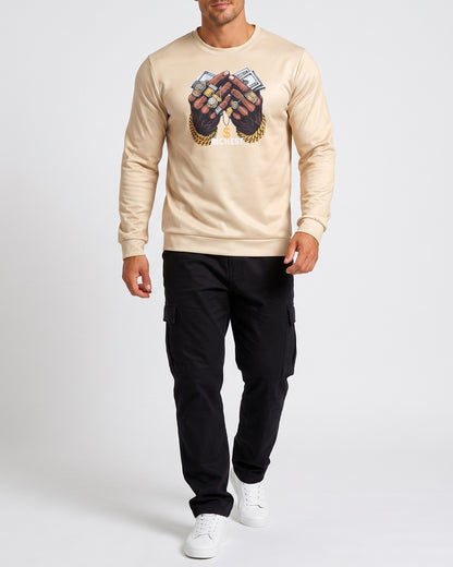 KZZ Men's Printed Crew Neck Sweatshirt