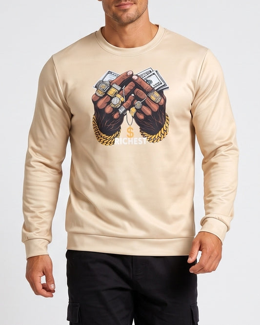 KZZ Men's Printed Crew Neck Sweatshirt