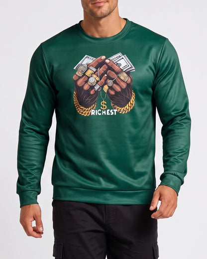 KZZ Men's Printed Crew Neck Sweatshirt