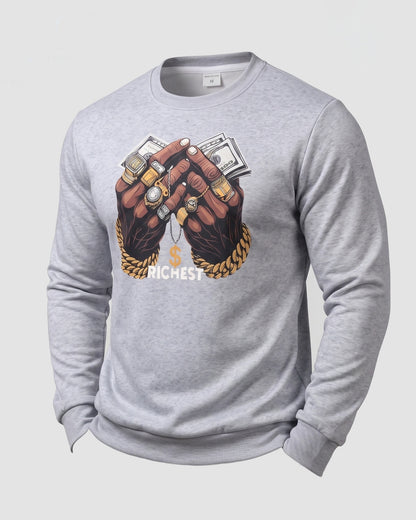 KZZ Men's Printed Crew Neck Sweatshirt