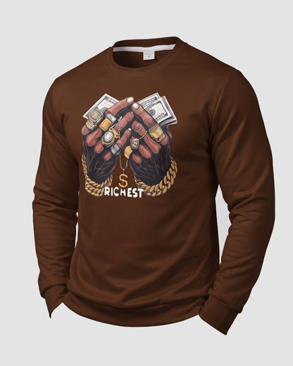 KZZ Men's Printed Crew Neck Sweatshirt