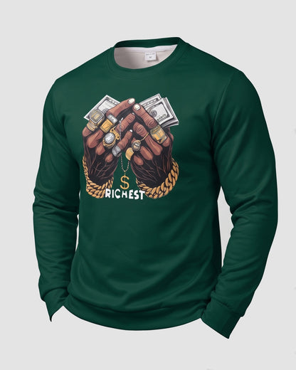 KZZ Men's Printed Crew Neck Sweatshirt