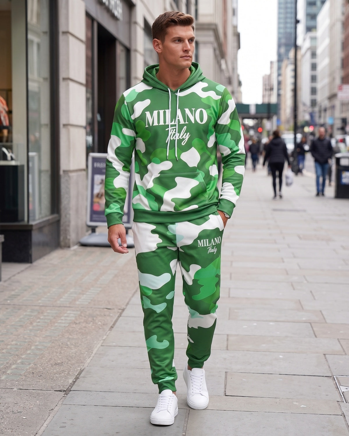 KZZ Men's Plus Size Camouflage Sports Suit