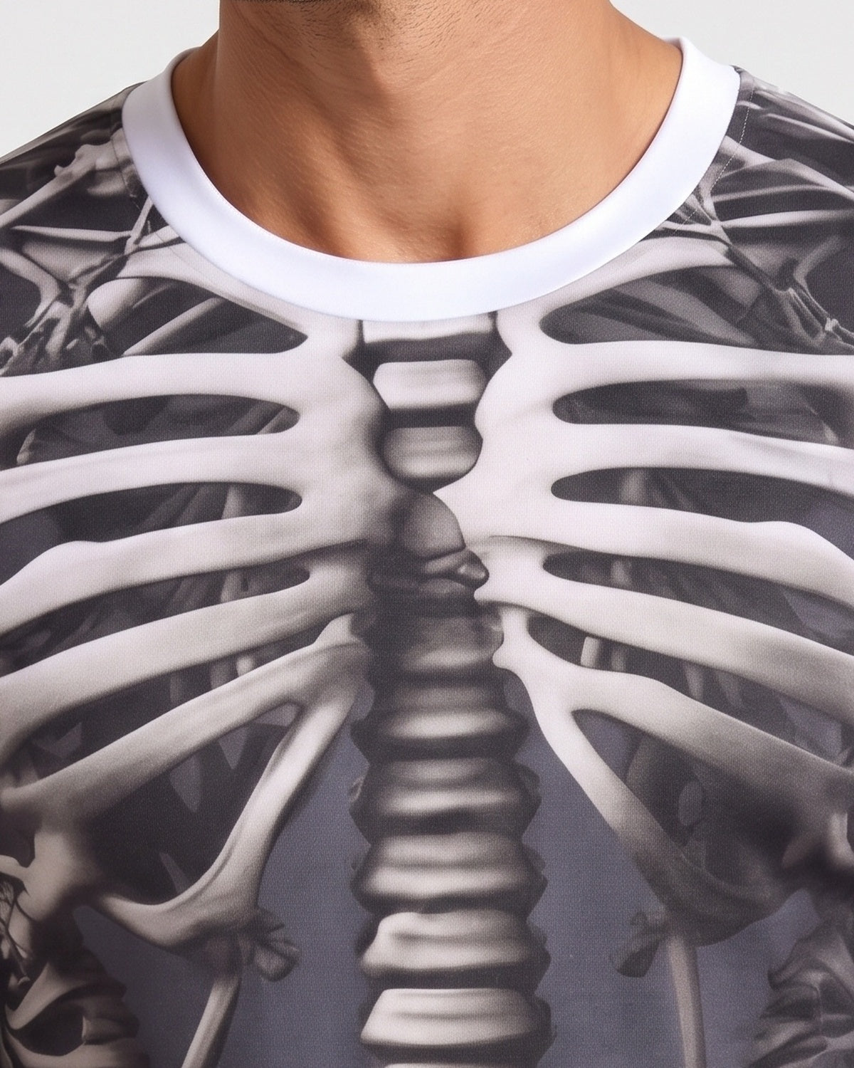 KZZ Men's Halloween 3D Skull Print Long-Sleeve T-Shirt