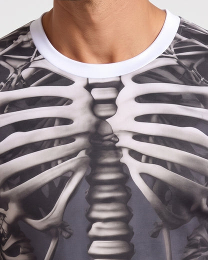 KZZ Men's Halloween 3D Skull Print Long-Sleeve T-Shirt