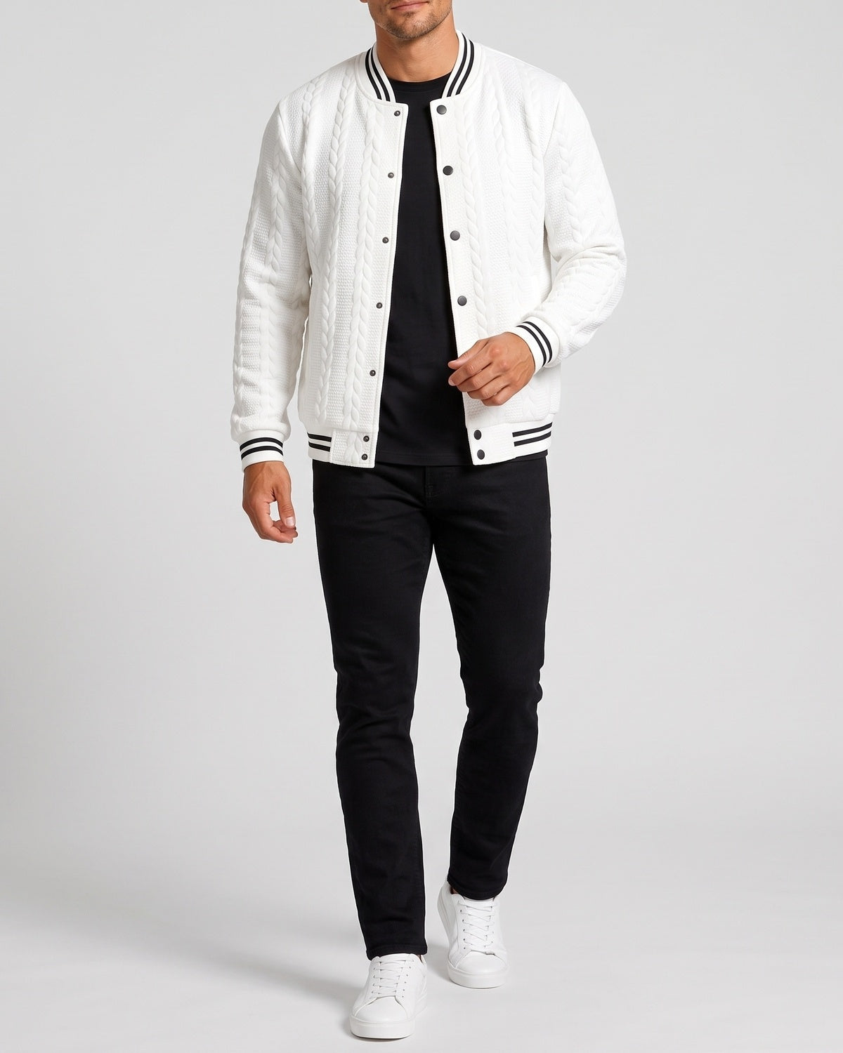 KZZ  Men's Fashion Striped Baseball Jacket