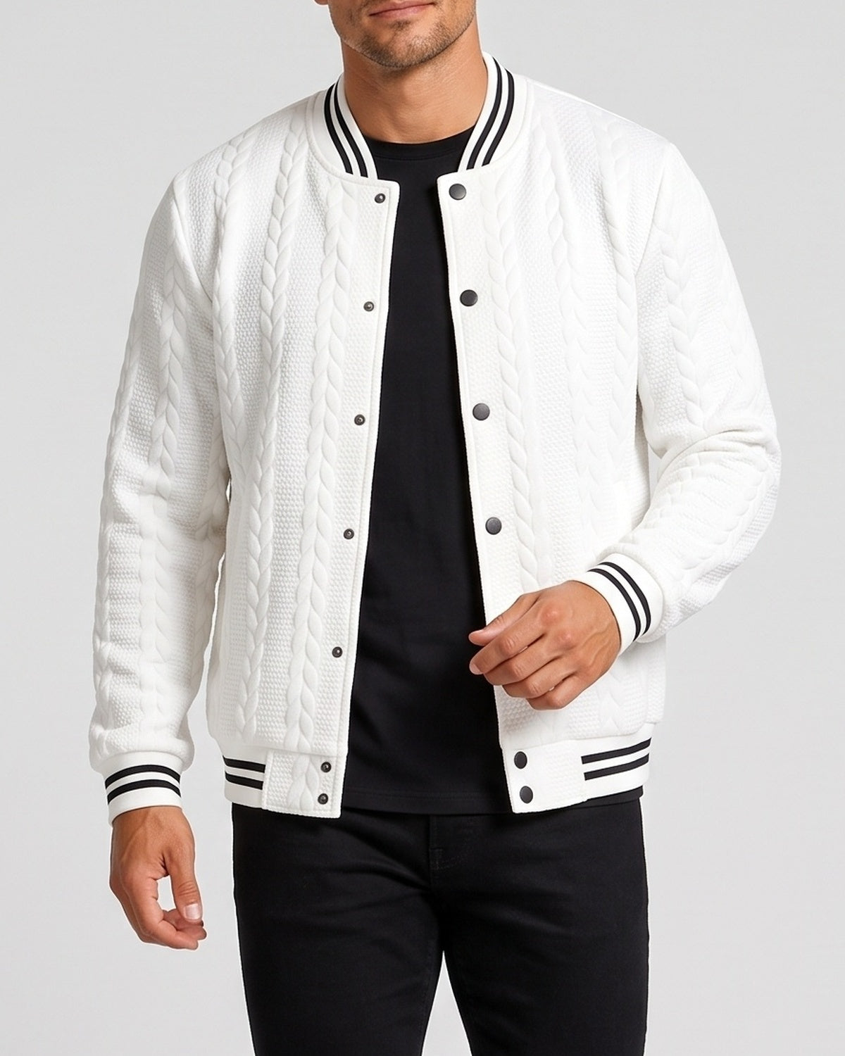 KZZ  Men's Fashion Striped Baseball Jacket