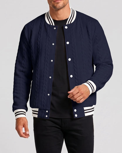 KZZ  Men's Fashion Striped Baseball Jacket