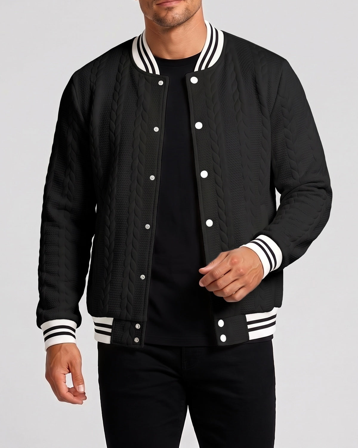 KZZ  Men's Fashion Striped Baseball Jacket
