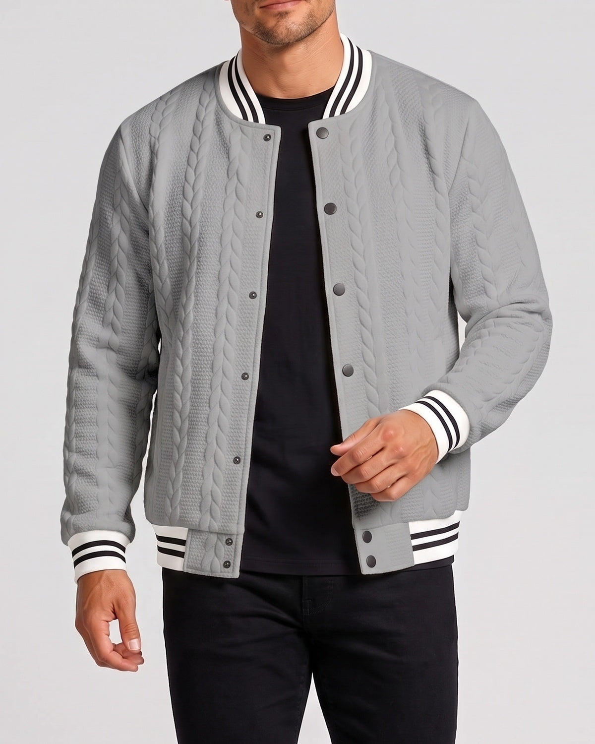KZZ  Men's Fashion Striped Baseball Jacket