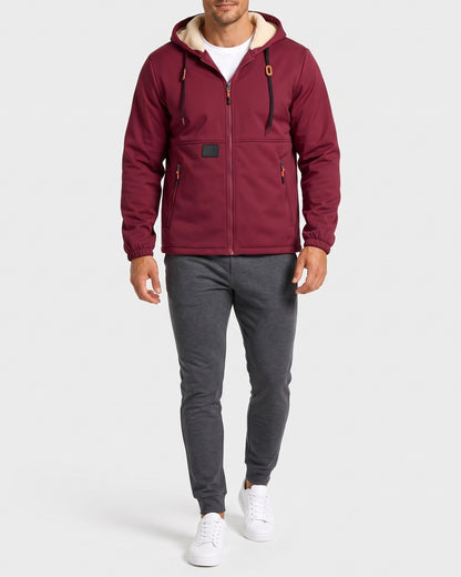 KZZ Men's solid color pullover hooded jacket