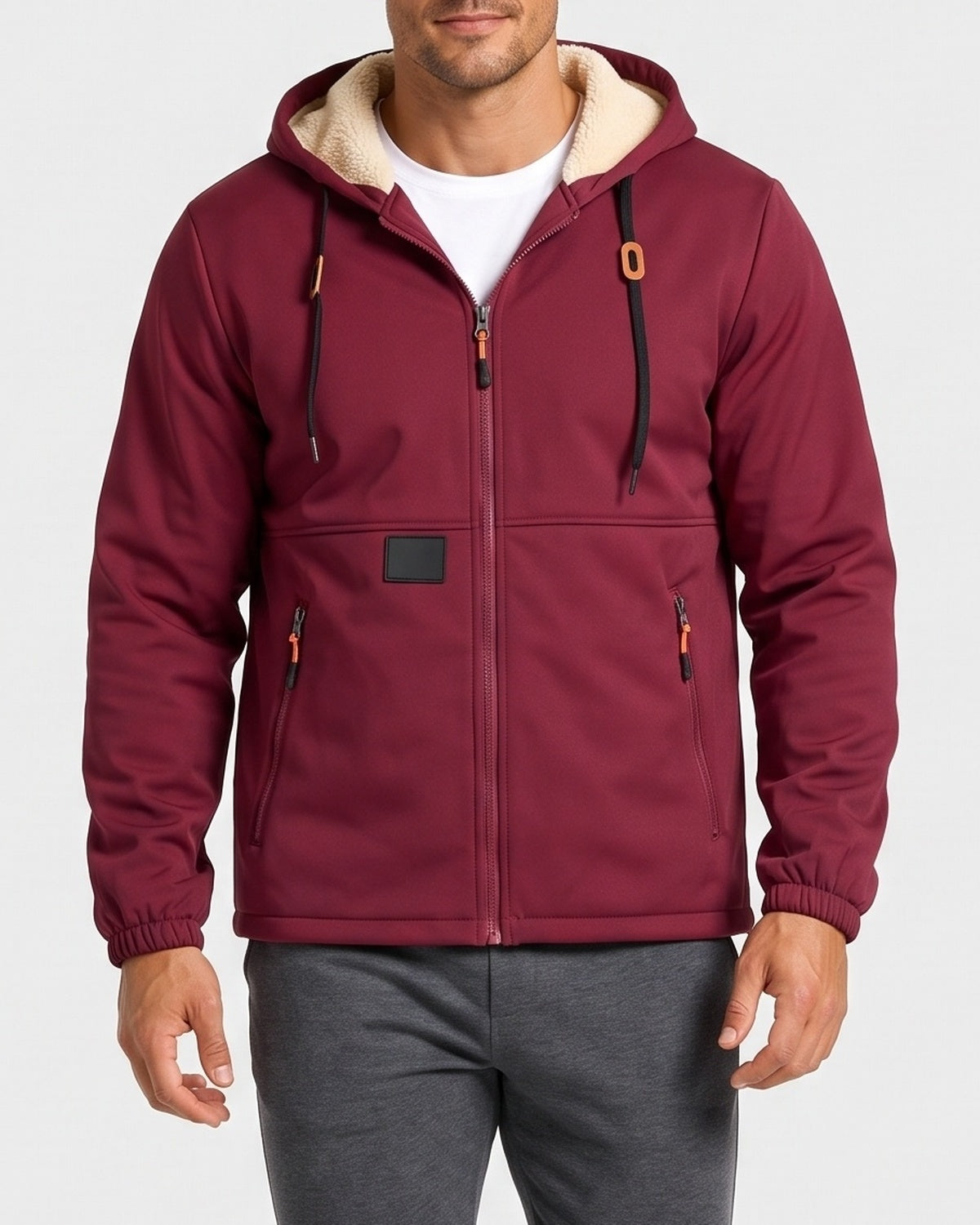KZZ Men's solid color pullover hooded jacket