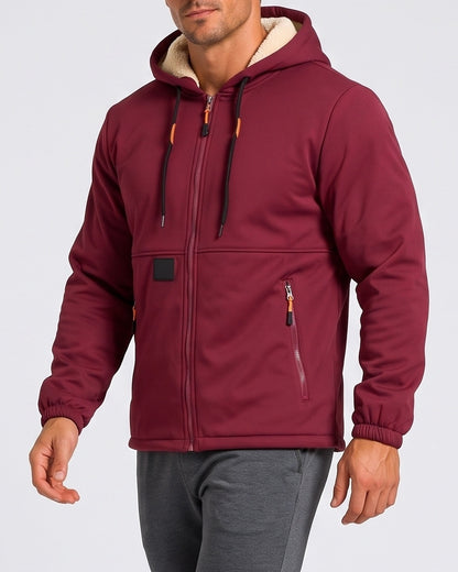 KZZ Men's solid color pullover hooded jacket