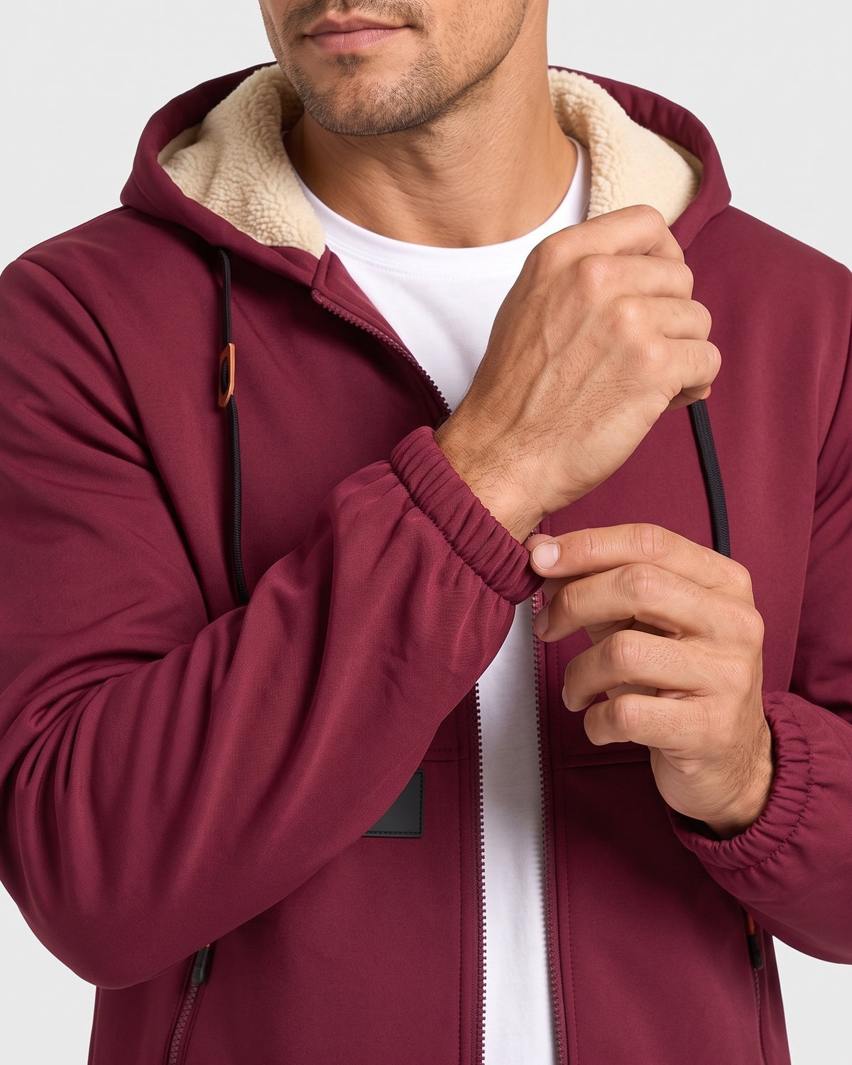 KZZ Men's solid color pullover hooded jacket