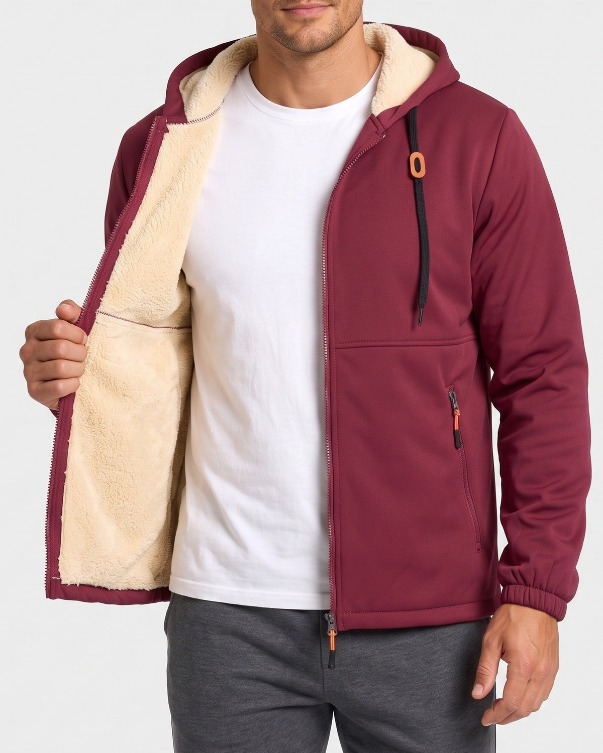 KZZ Men's solid color pullover hooded jacket