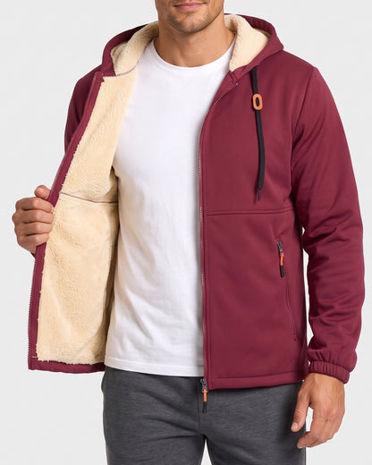KZZ Men's solid color pullover hooded jacket