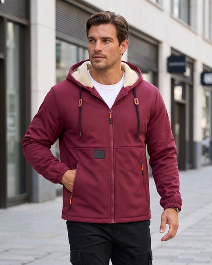 KZZ Men's solid color pullover hooded jacket