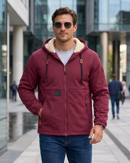 KZZ Men's solid color pullover hooded jacket
