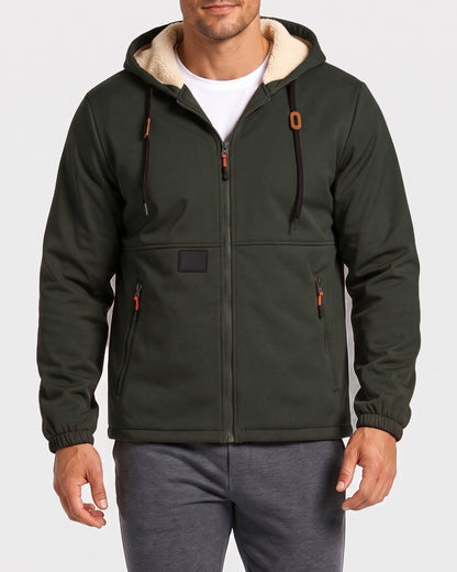 KZZ Men's solid color pullover hooded jacket