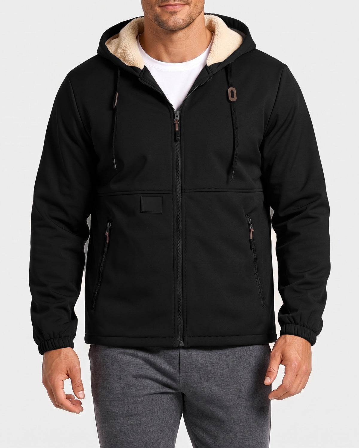 KZZ Men's solid color pullover hooded jacket