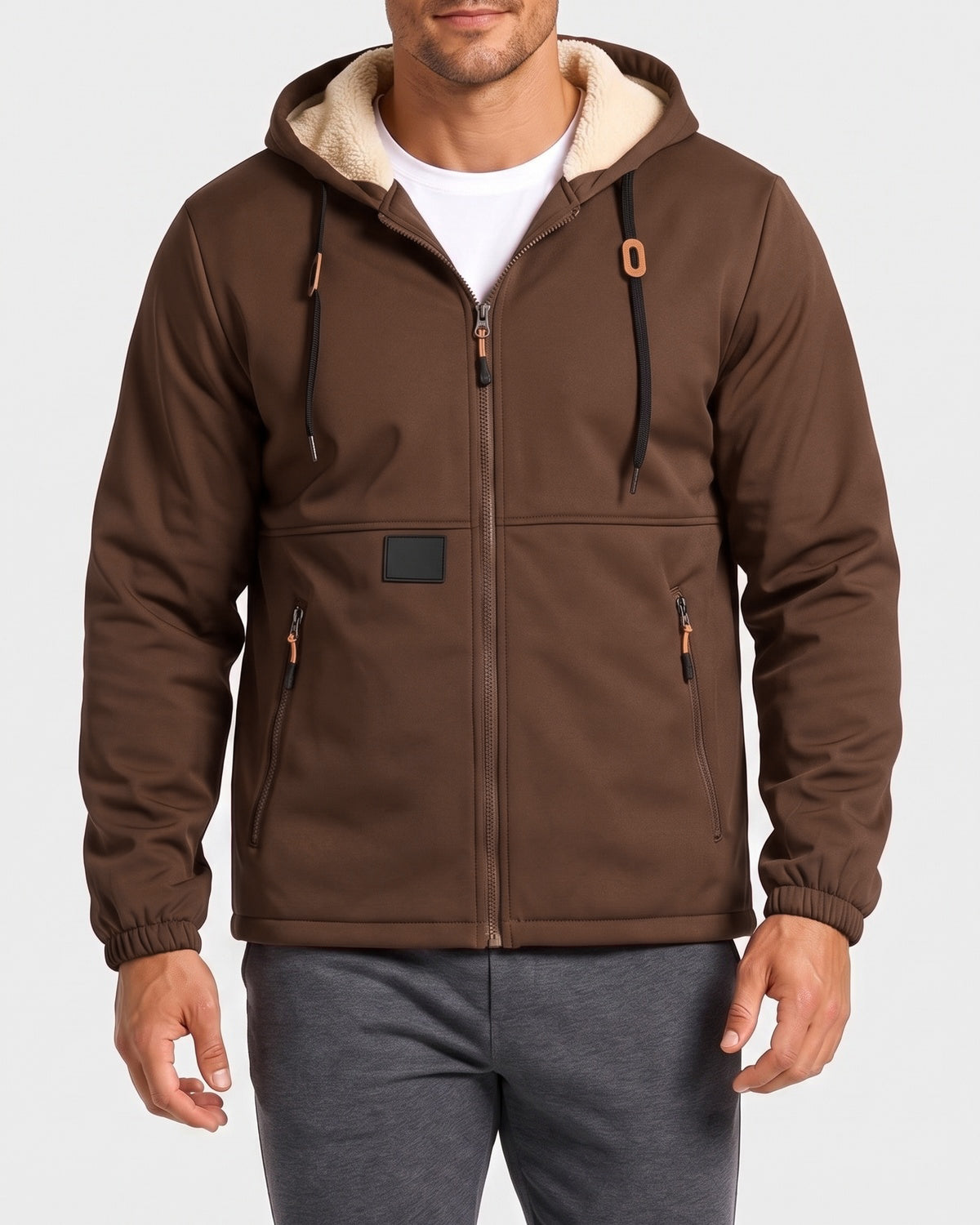 KZZ Men's solid color pullover hooded jacket