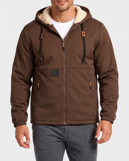 KZZ Men's solid color pullover hooded jacket