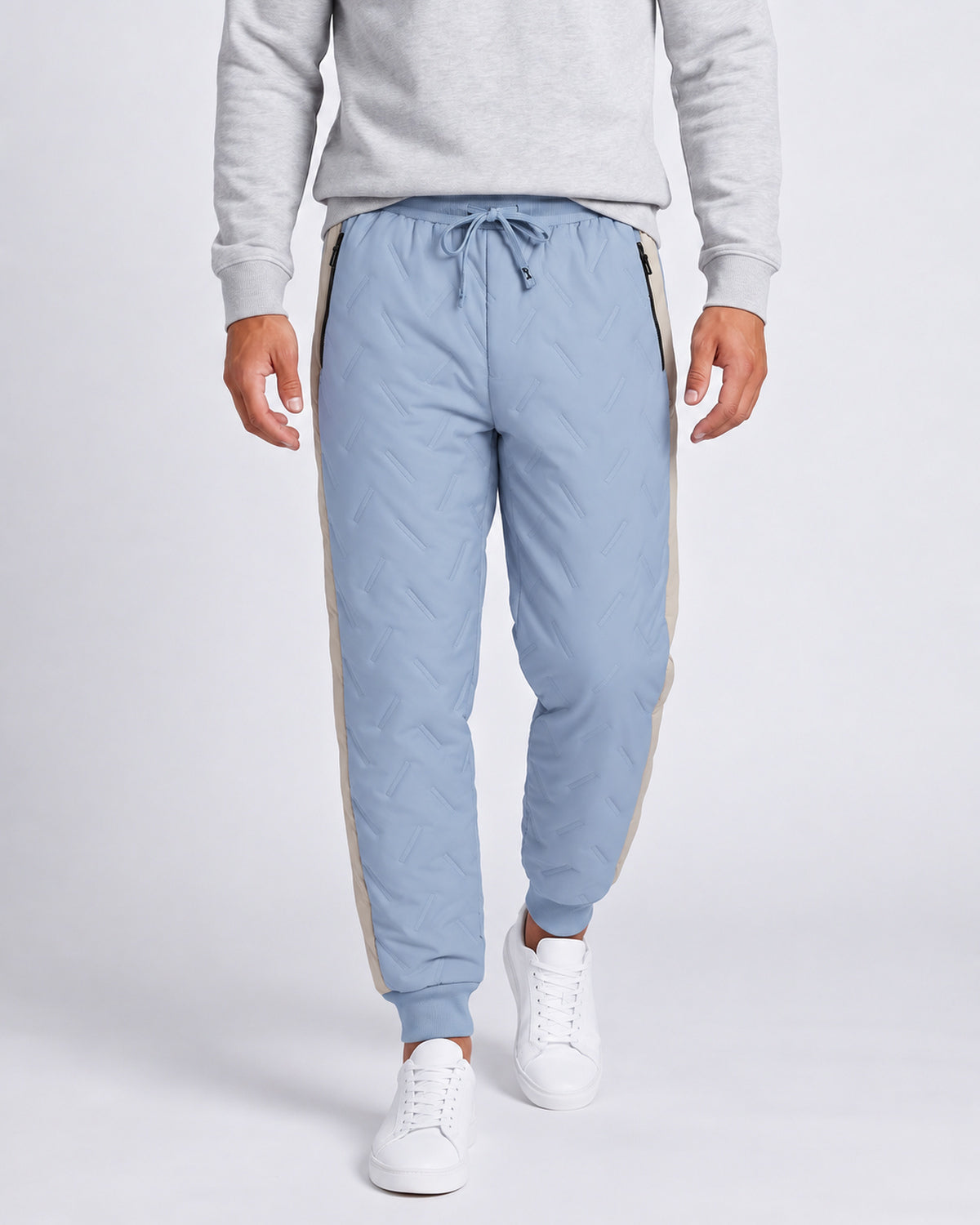 KZZ Men's color-blocked fleece thermal trousers