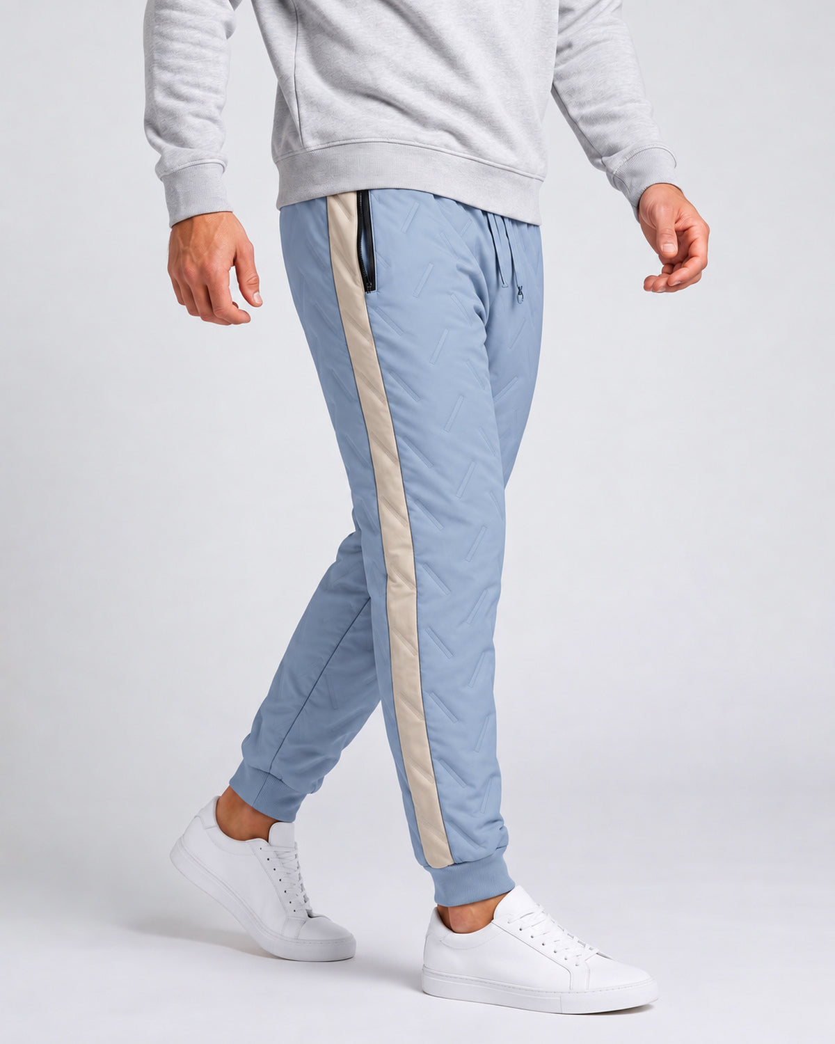 KZZ Men's color-blocked fleece thermal trousers