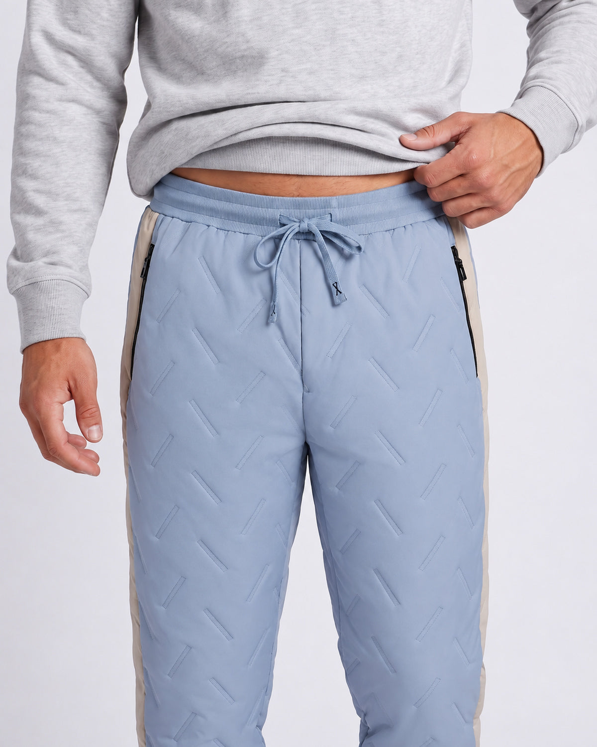 KZZ Men's color-blocked fleece thermal trousers