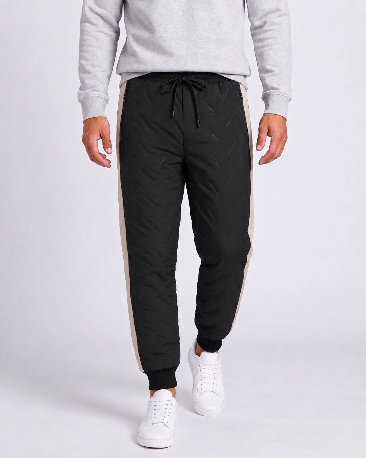 KZZ Men's color-blocked fleece thermal trousers