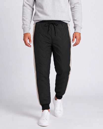 KZZ Men's color-blocked fleece thermal trousers