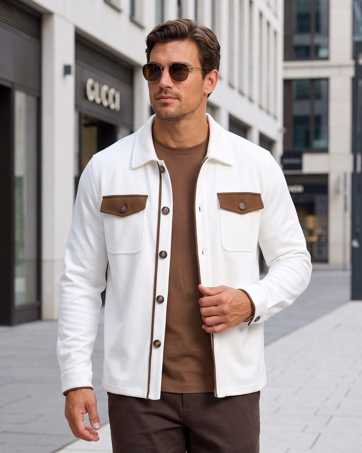 KZZ Men's color-blocked button jacket
