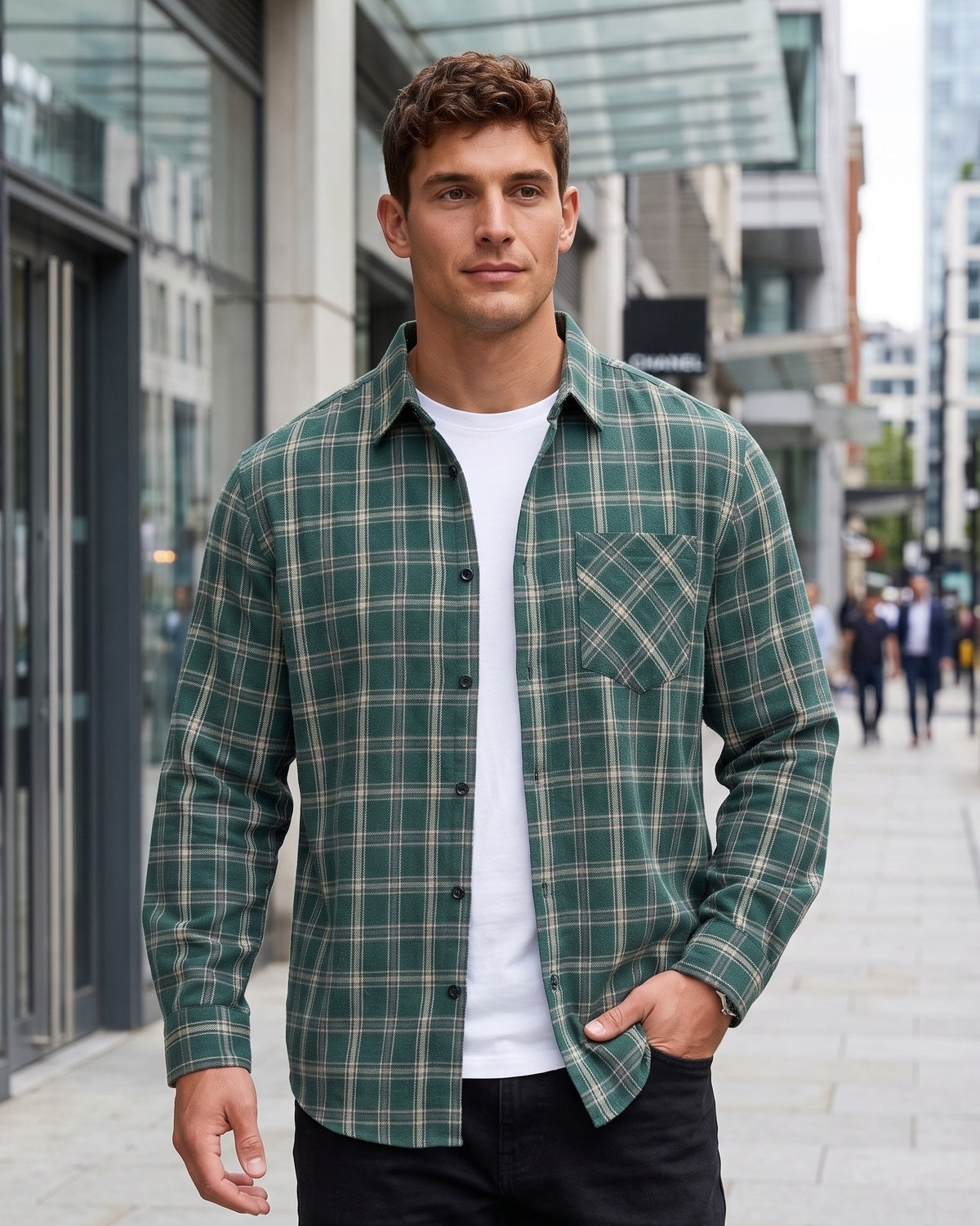 KZZ  Men's plaid flannel shirt jacket
