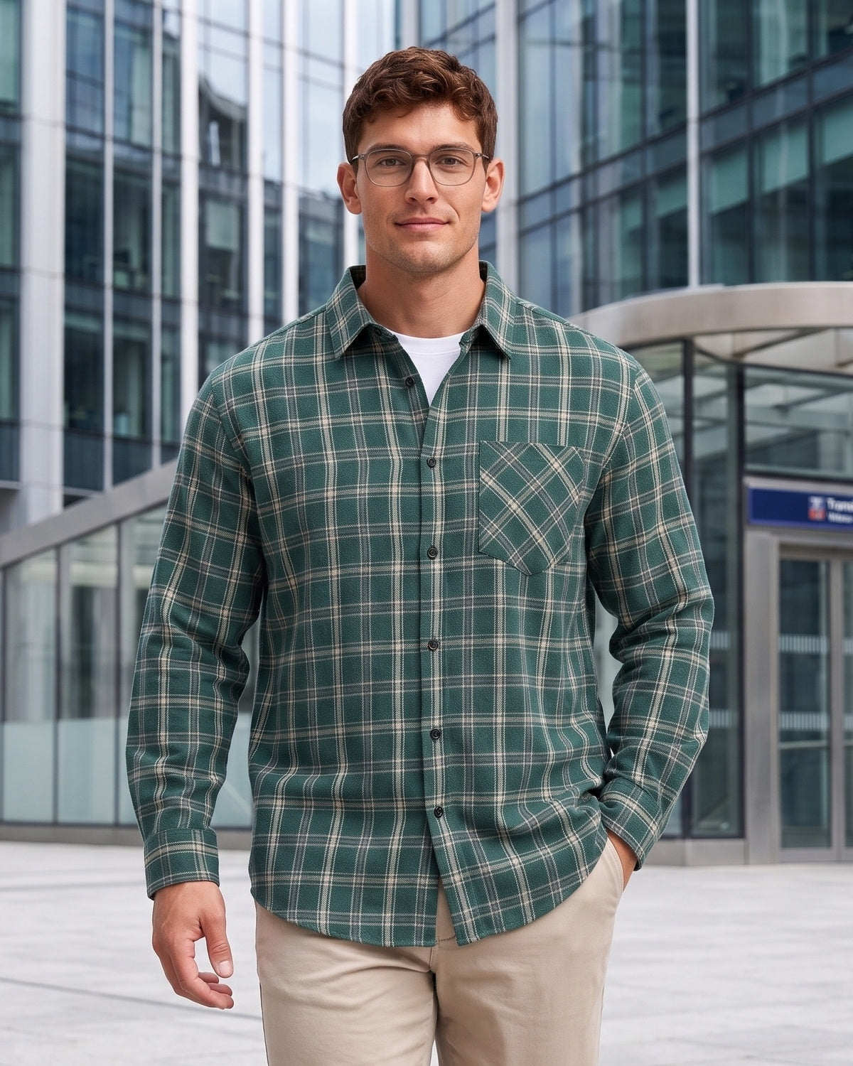 KZZ  Men's plaid flannel shirt jacket
