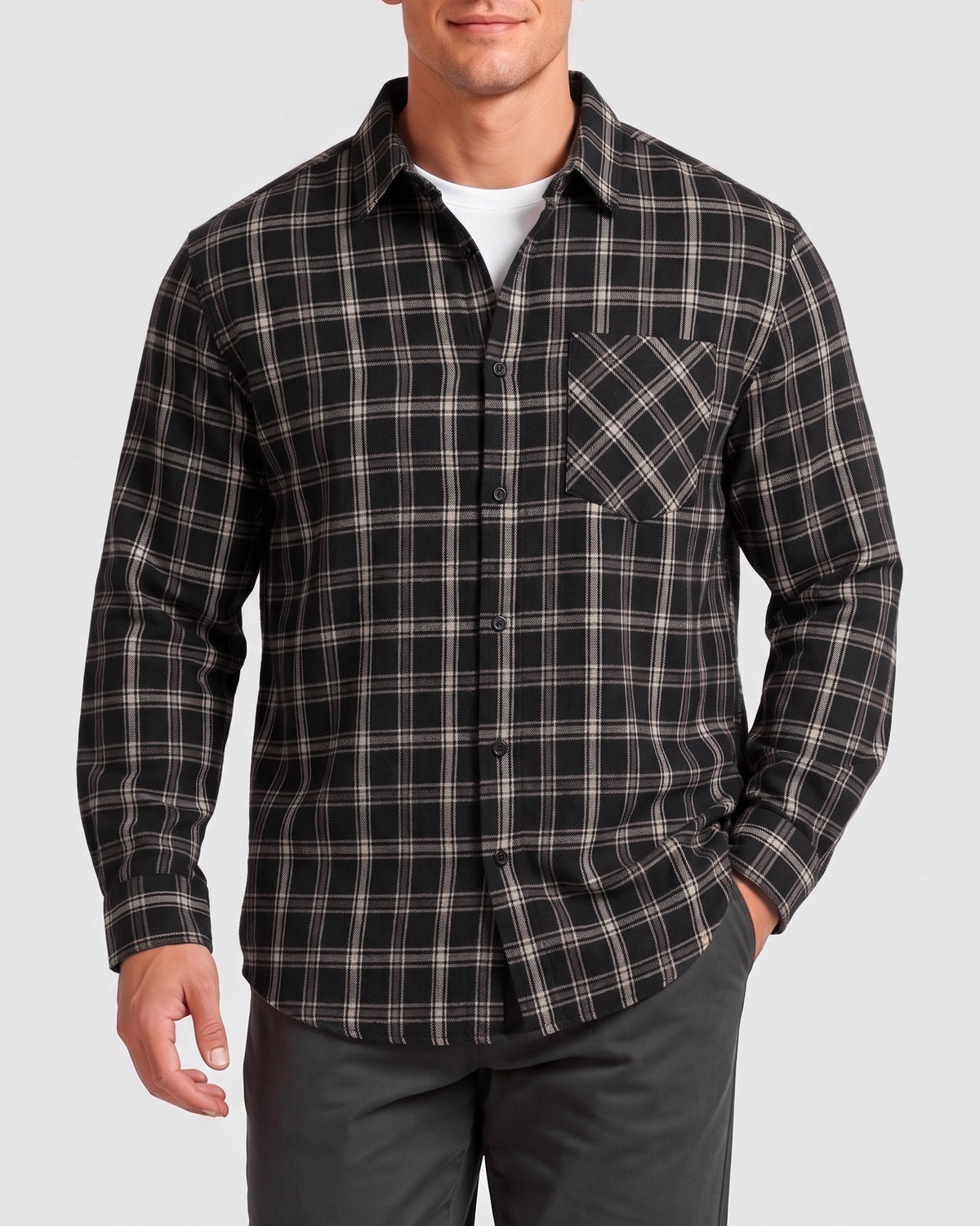 KZZ  Men's plaid flannel shirt jacket