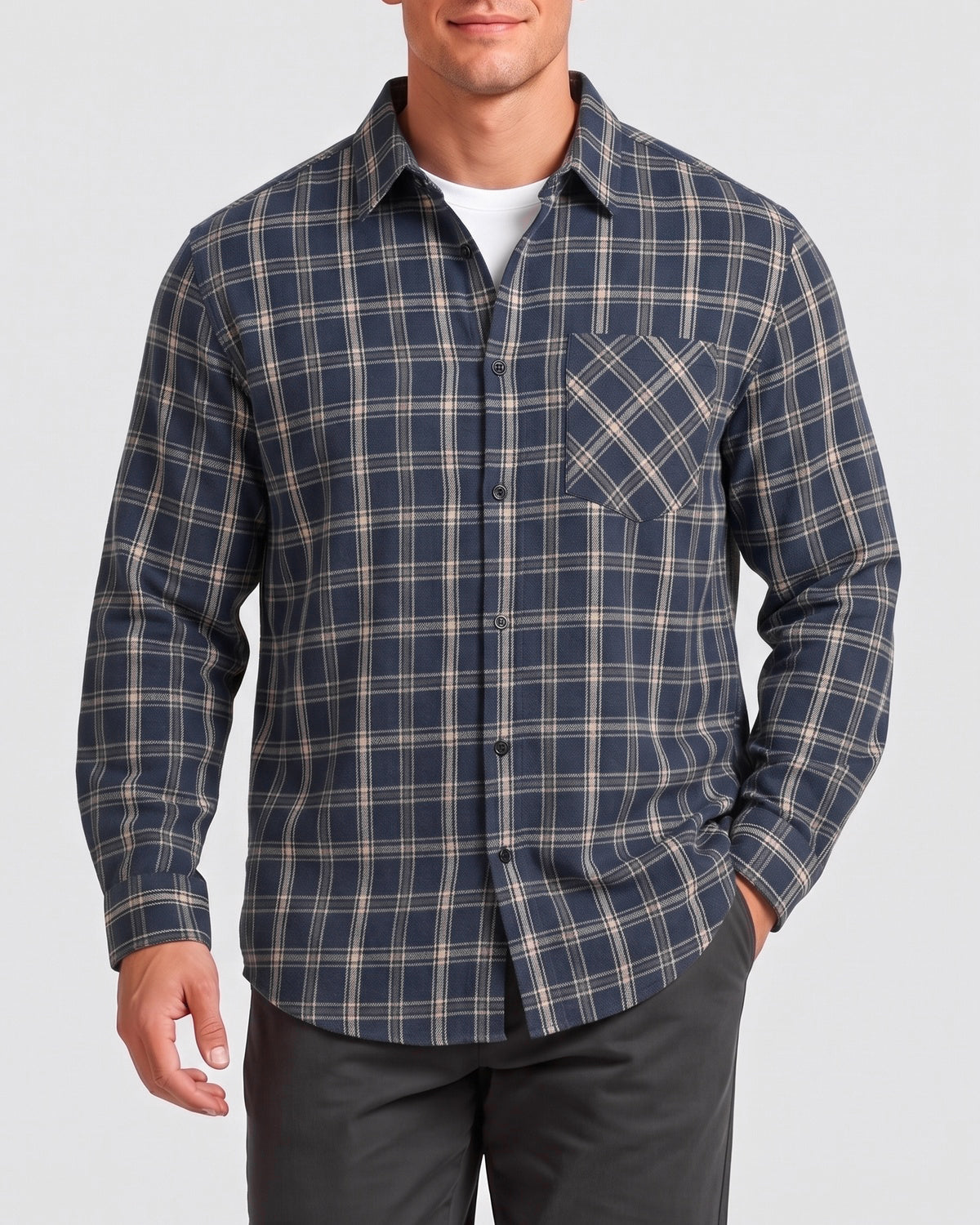 KZZ  Men's plaid flannel shirt jacket