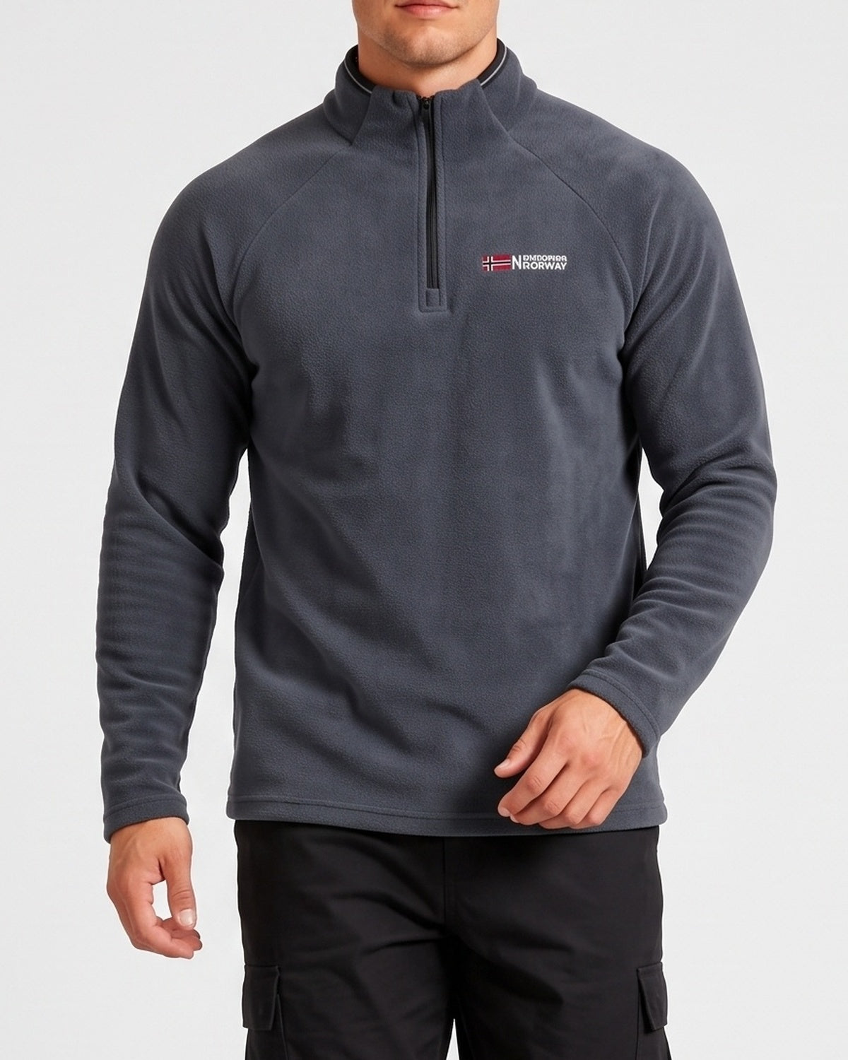 KZZ Men's loose-fitting solid color half-zip warm hoodie