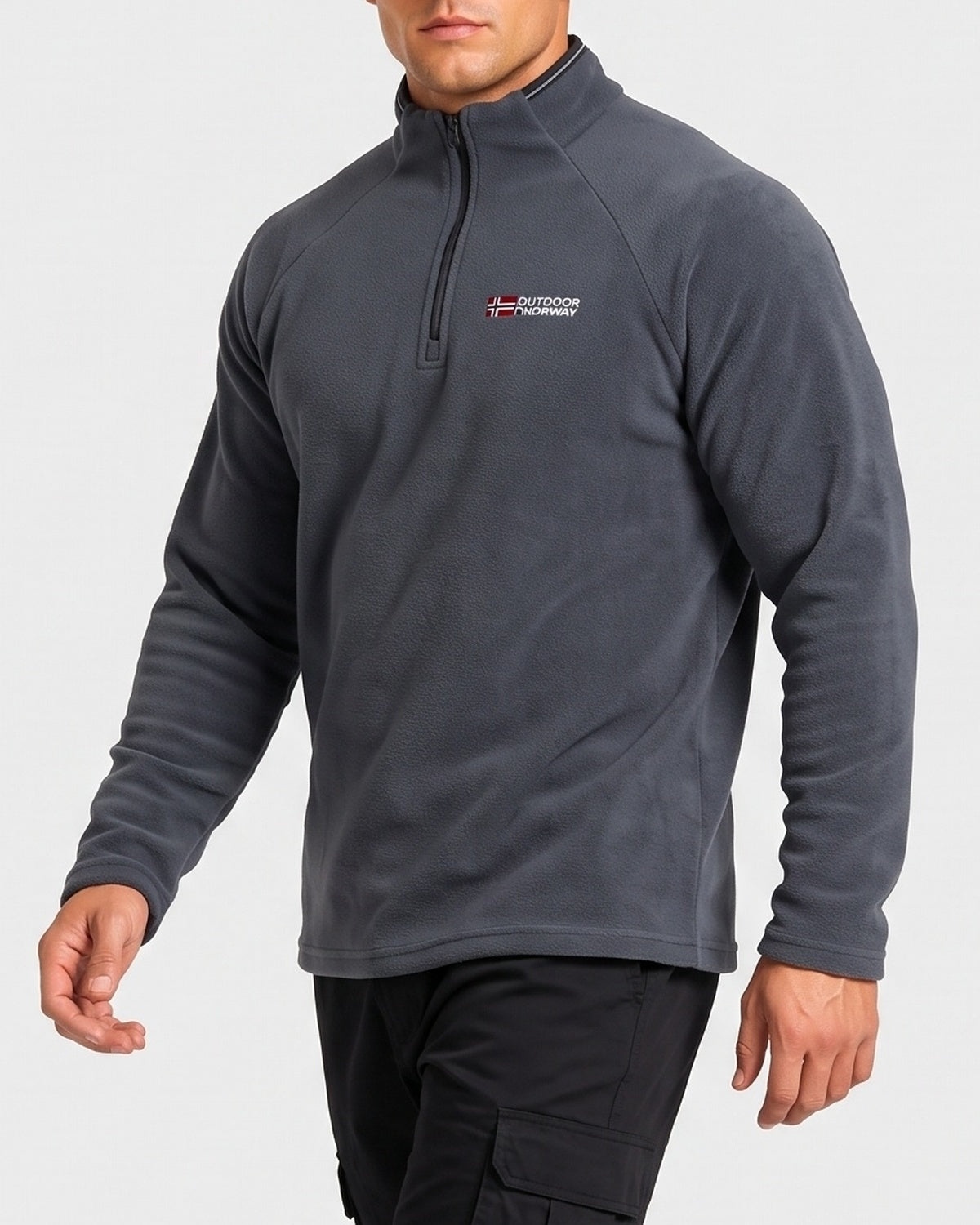 KZZ Men's loose-fitting solid color half-zip warm hoodie