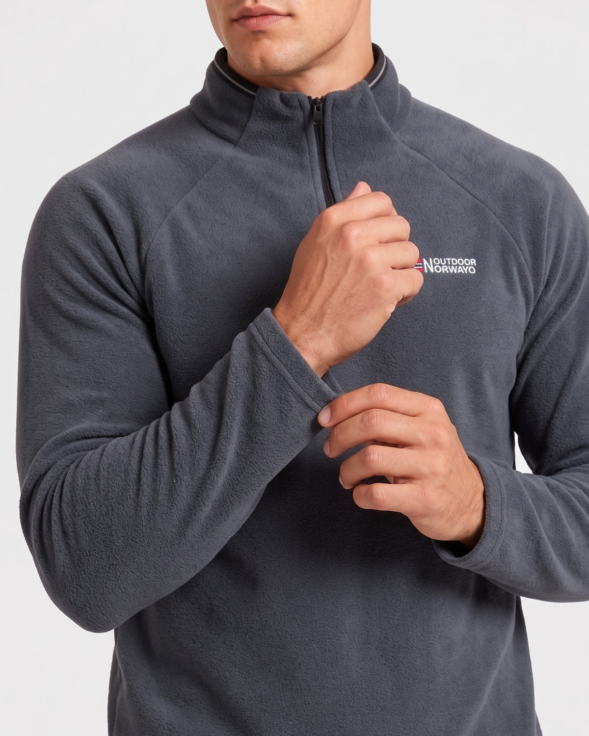 KZZ Men's loose-fitting solid color half-zip warm hoodie