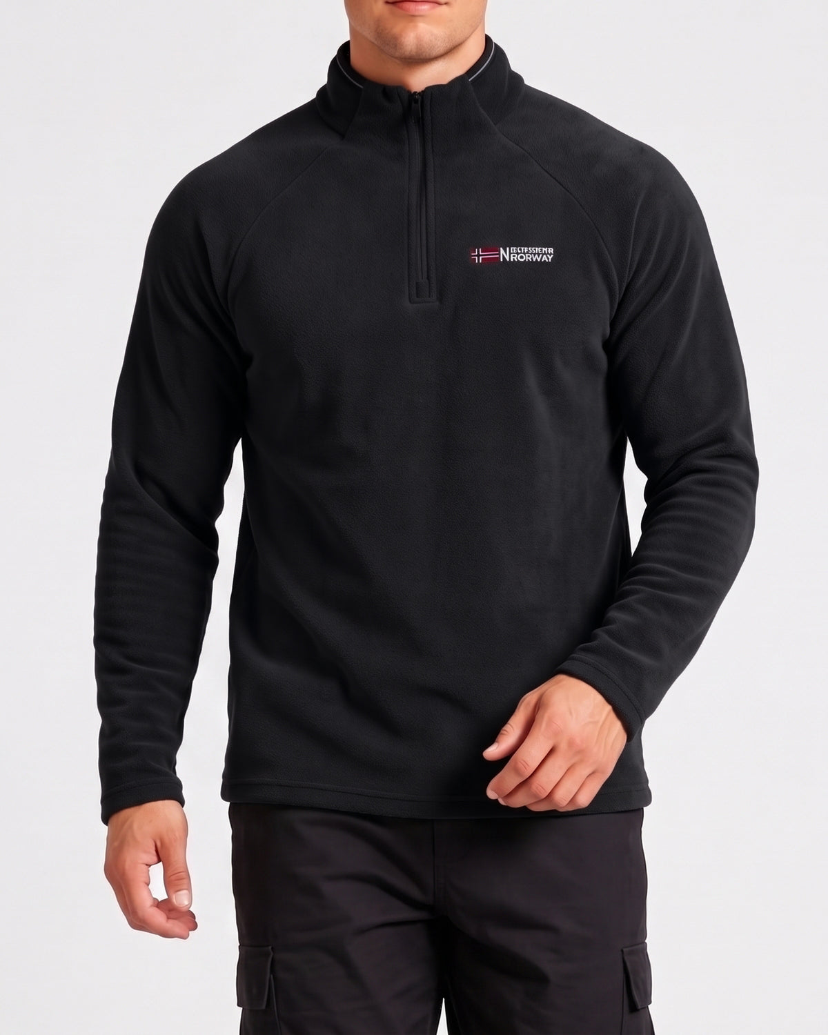 KZZ Men's loose-fitting solid color half-zip warm hoodie
