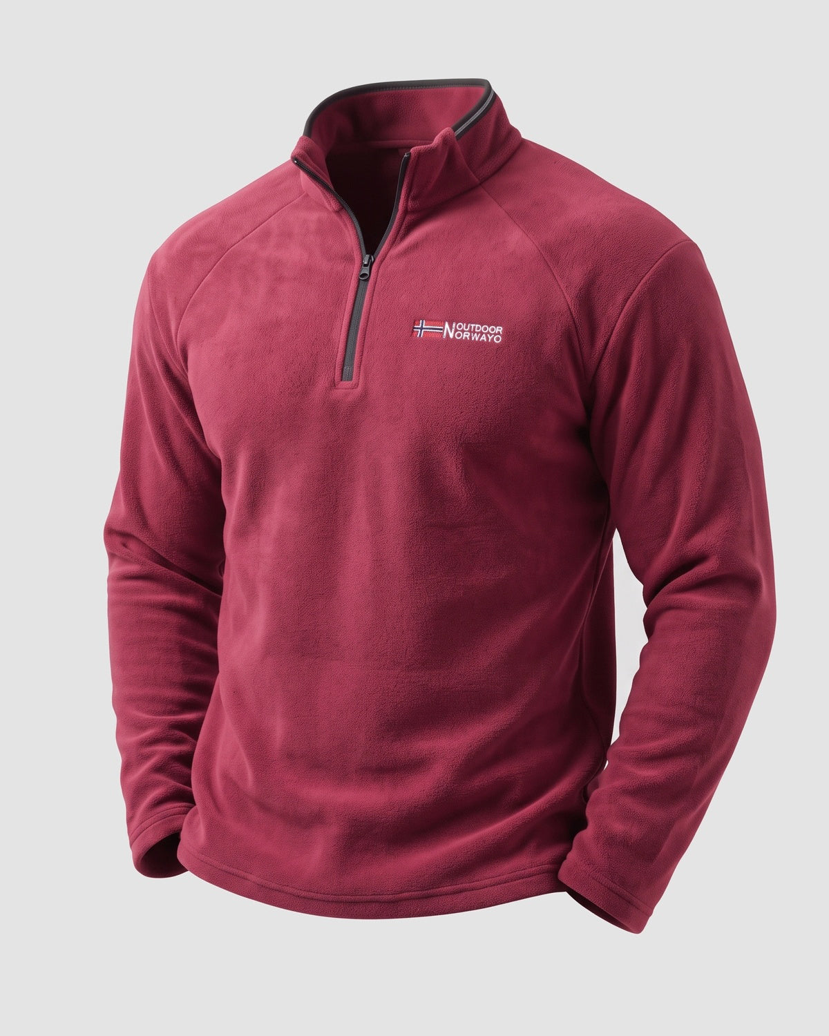 KZZ Men's loose-fitting solid color half-zip warm hoodie