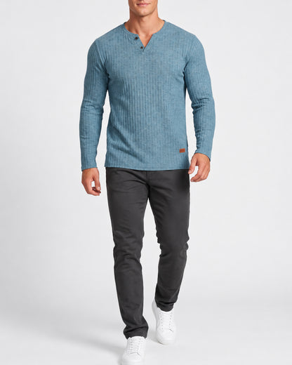 KZZ Long-sleeved men's casual Henry base layer shirt