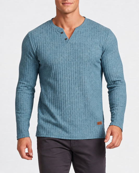 KZZ Long-sleeved men's casual Henry base layer shirt