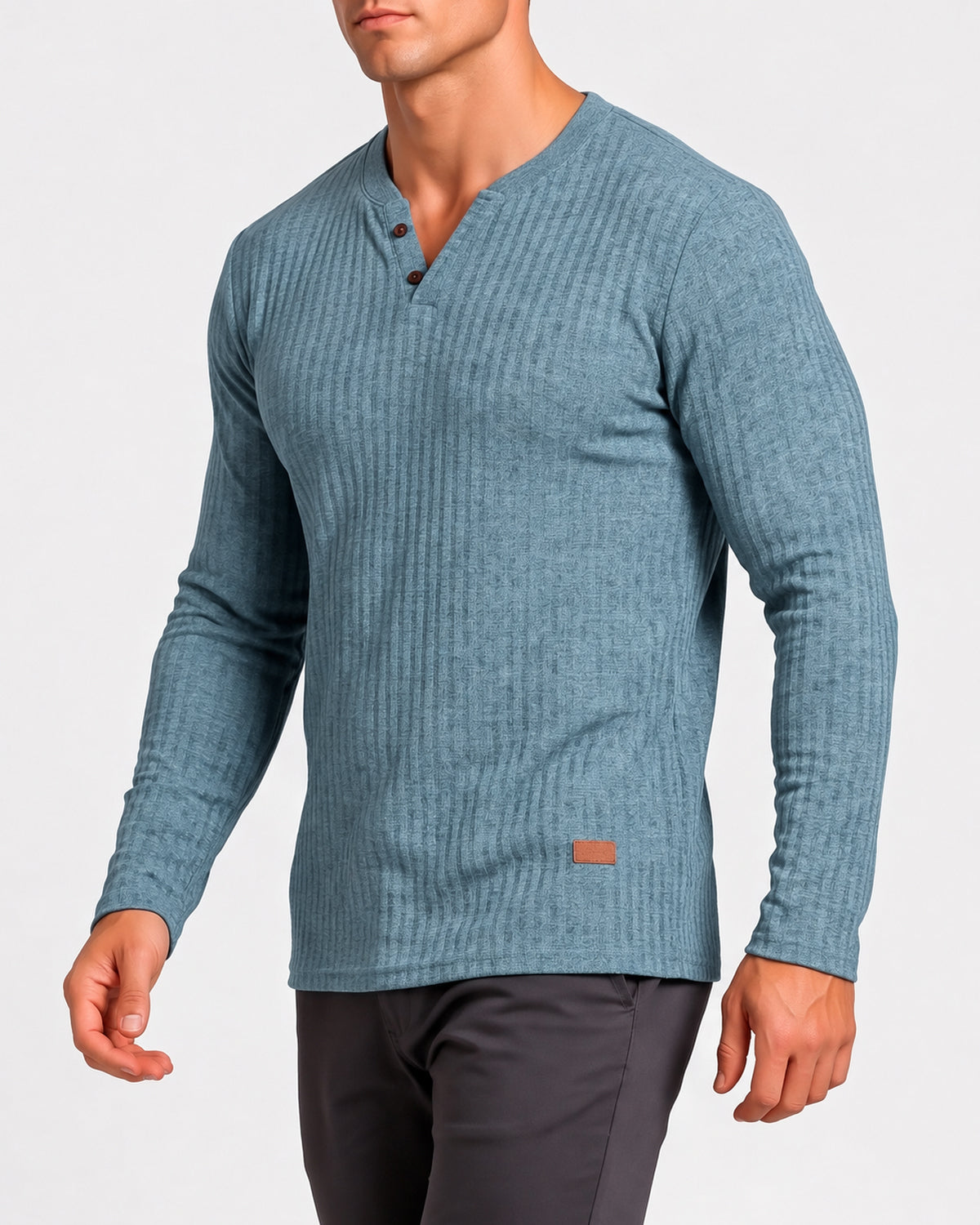 KZZ Long-sleeved men's casual Henry base layer shirt