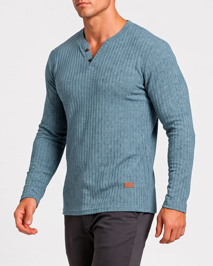KZZ Long-sleeved men's casual Henry base layer shirt