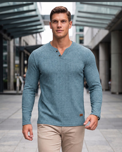 KZZ Long-sleeved men's casual Henry base layer shirt