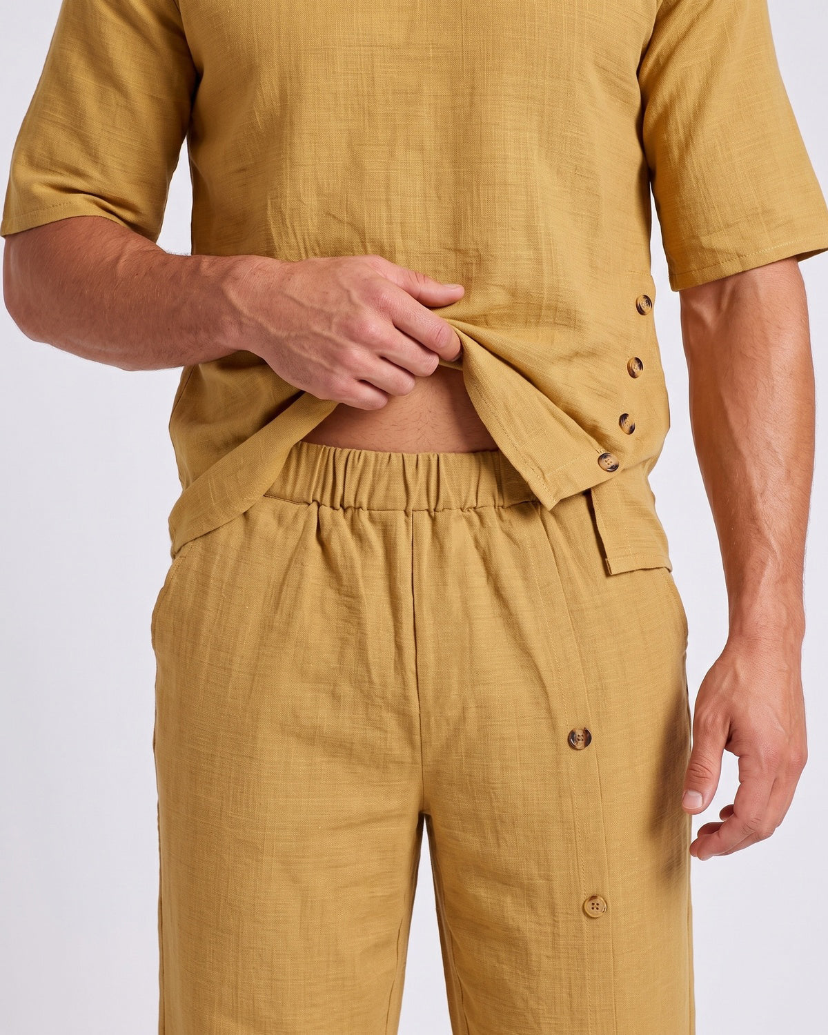 KZZ Men's Casual Button-Up Shirt and Pants Suit