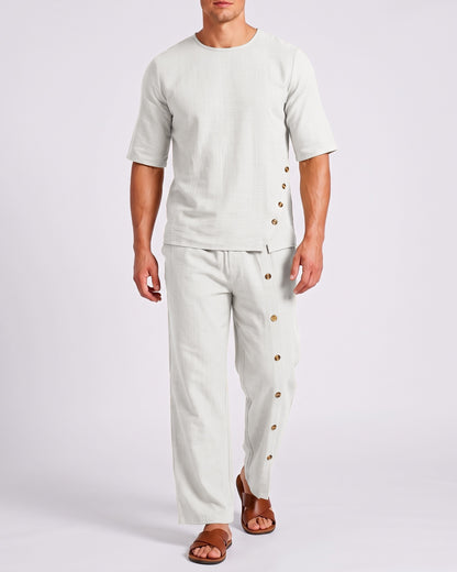 KZZ Men's Casual Button-Up Shirt and Pants Suit