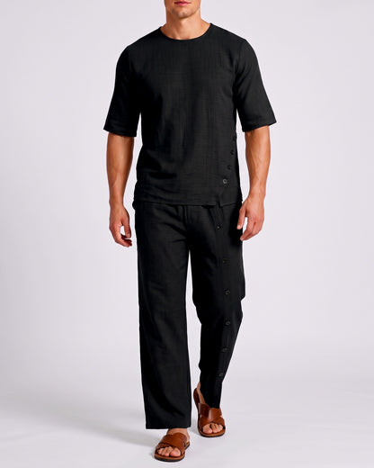 KZZ Men's Casual Button-Up Shirt and Pants Suit