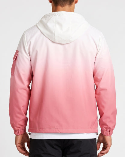 KZZ Men's Gradient Long-Sleeve Hooded Work Jacket